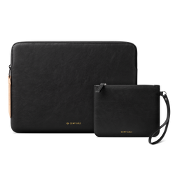 Leather Laptop Sleeve with Accessory Pouch Compatible with 13/13.3/14/16 Inch MacBook Pro M4 2024 & 13/15 Inch MacBook Air M4 2025 M3 2024 M2 2023, Black