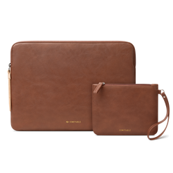 Leather Laptop Sleeve with Accessory Pouch Compatible with 13/13.3/14/16 Inch MacBook Pro M4 2024 & 13/15 Inch MacBook Air M4 2025 M3 2024 M2 2023, Brown