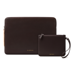 Leather Laptop Sleeve with Accessory Pouch Compatible with 13/13.3/14/16 Inch MacBook Pro M4 2024 & 13/15 Inch MacBook Air M4 2025 M3 2024 M2 2023, Chocolate