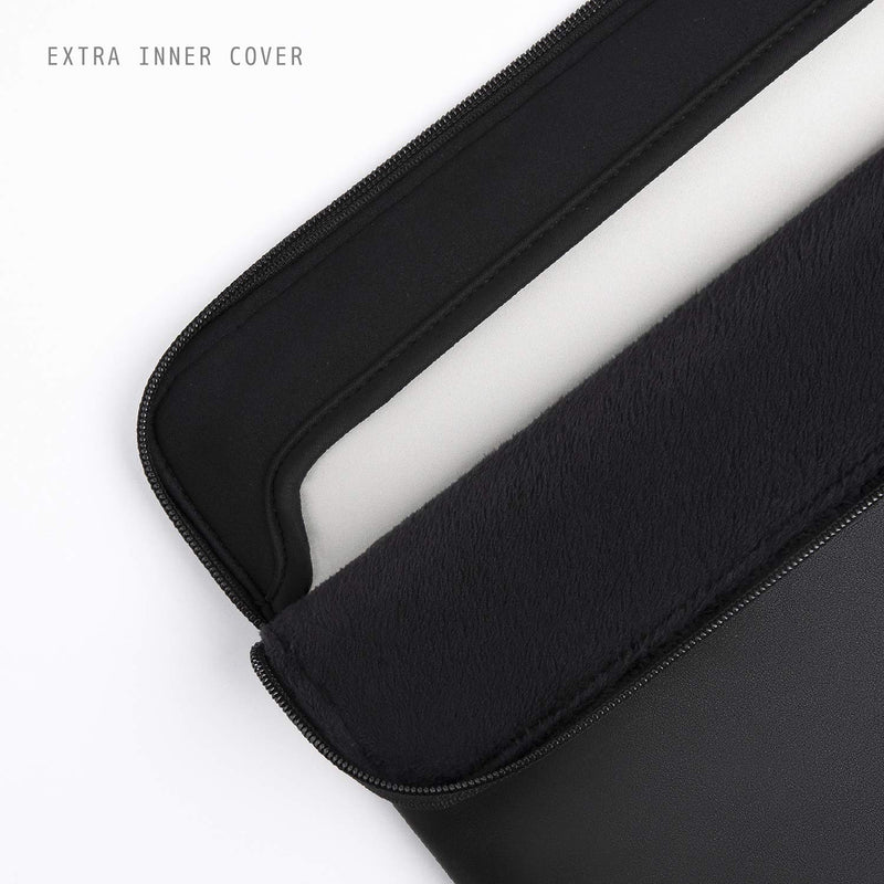 Leather Laptop Sleeve with Accessory Pouch Compatible with 13/13.3/14/16 Inch MacBook Pro M4 2024 & 13/15 Inch MacBook Air M4 2025 M3 2024 M2 2023, Black