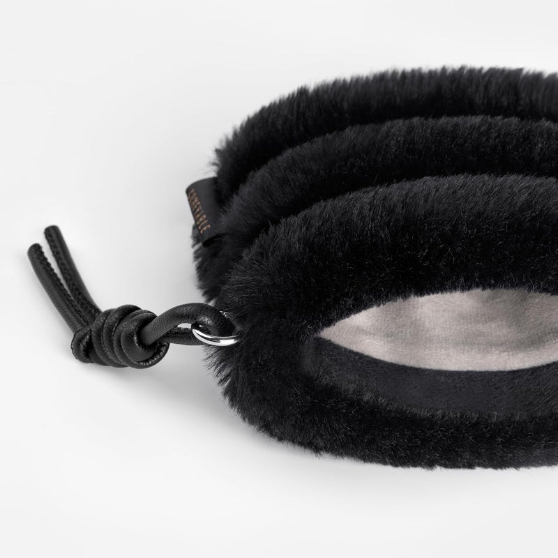 Faux Fur Cute Coin Purse Pouch Change Holder For Women, Small Organizer with Magnetic Closure, Lanyard, Storage for Airpods, USB Flash Drive, Lipstick, Card, Key, Daily Items, Black