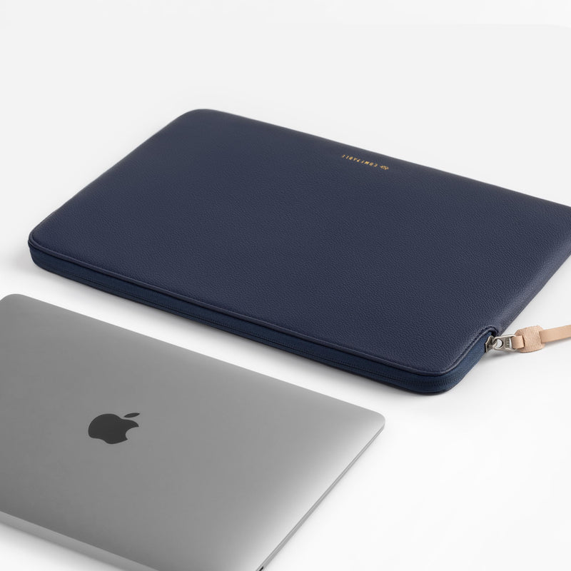 Slim Protective Laptop Sleeve Fit for All MacBook Air 15In & 13inch/ 14inch/ 16inch MacBook Pro , PU Leather Bag Waterproof Computer Case, MIDNIGHT BLUE