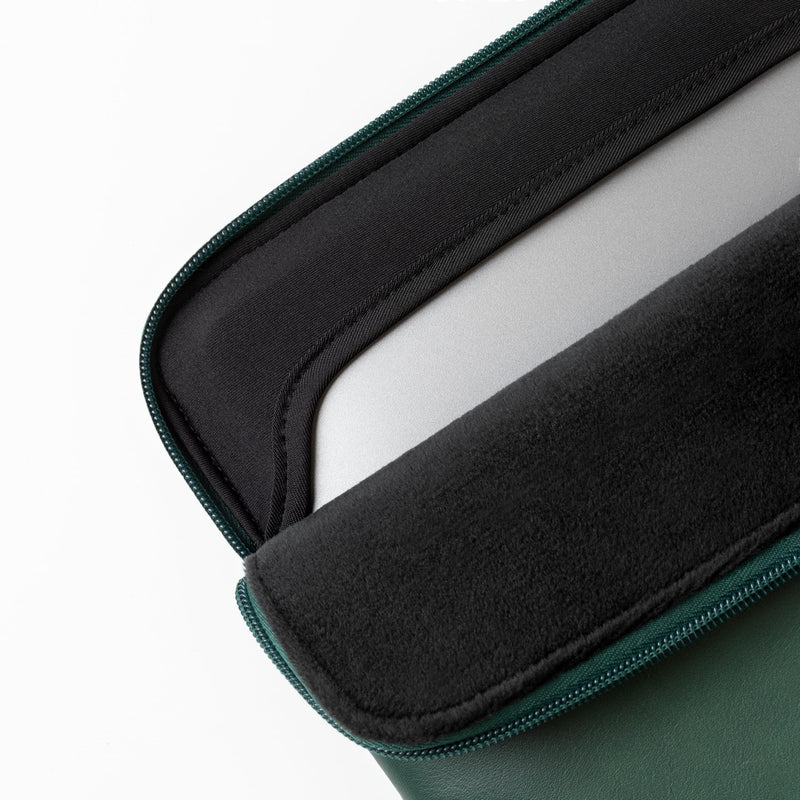 Leather Laptop Sleeve with Accessory Pouch Compatible with 13/13.3/14/16 Inch MacBook Pro M4 2024 & 13/15 Inch MacBook Air M4 2025 M3 2024 M2 2023, Midnight Green